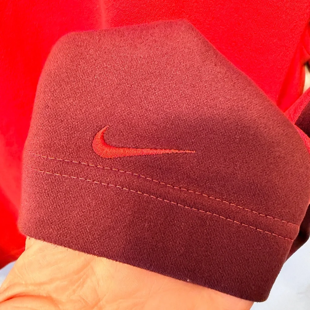 Nike‎ Men’s Large Dri Fit 1/4 Zip Fleece Mock Neck Pullover Red Orange Burgundy